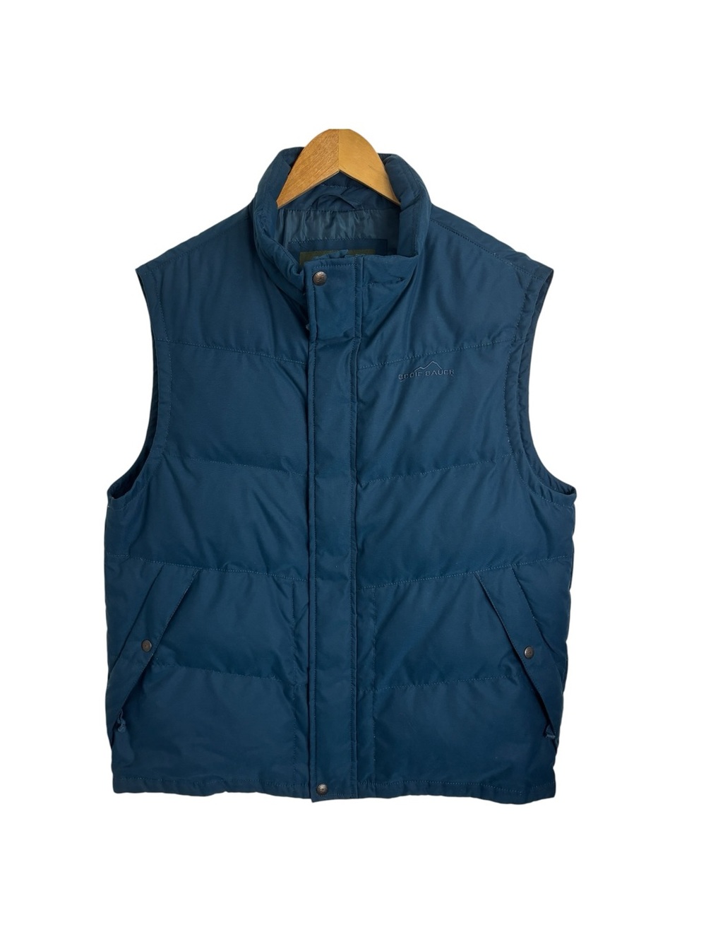 Eddie Bauer Mens Teal Blue Goose Down Quilted Puffer Vest EB550 Size Large